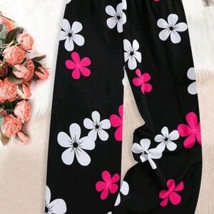 SHEIN Black Floral Boot Cut Pants